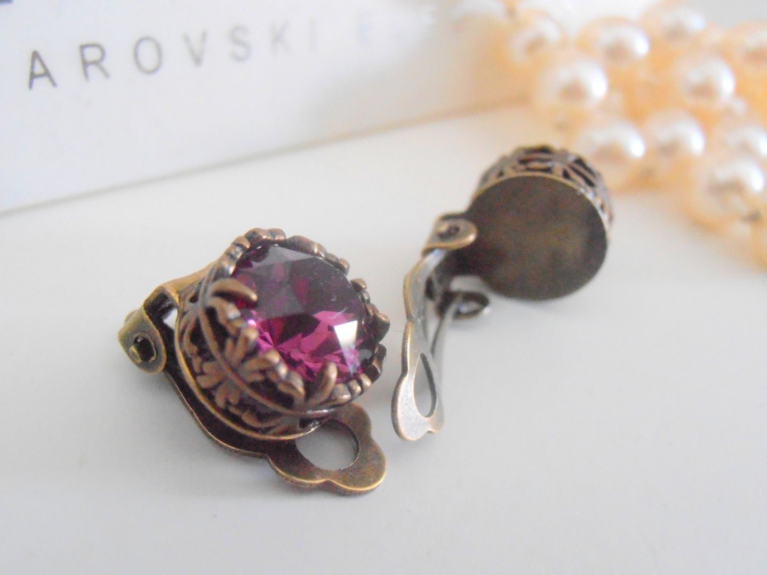 Amethyst Clip On Earrings | Non Pierced Stud Earrings