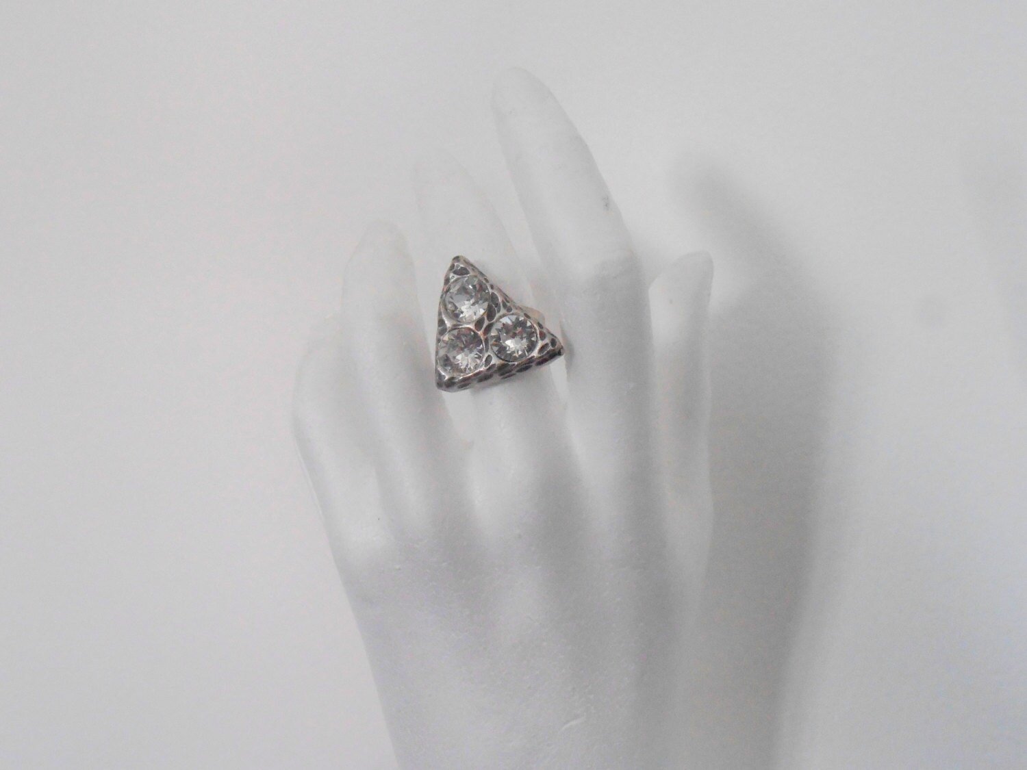 Triangle Crystal Ring / Pyramid Adjustable Statement Rings / Bohemian Jewelry / Birthday Gift