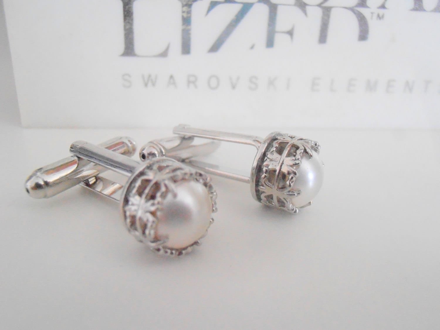 White Pearl Shirt Cufflinks | Suit and Tie Men Cufflinks Art Deco Cufflinks 