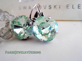 Chrysolite Square Cushion Cut Drop Earrings in Silver, Antique Jewelry for Girls, Mom Birthday Gift, Lever back Earrings 12mm