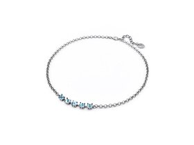 Aquamarine Blue Tennis Cup chain Necklace, Crystal Jewelry, 6mm Dainty Choker 1088, Gift for Girls