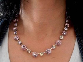 Light Amethyst Rivoli Crystal Necklace, Tennis Collet 12mm, silver cup chain, Birthday Gift for her