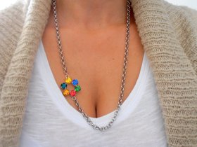 Crystal Flower Long Chain Necklace, Girlfriend Birthday Gift, Bohemian Jewelry, Multi-colors Summer Accessories