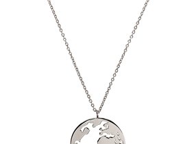 World Map Necklace / Sterling Silver Earth Pendant / Weltkarte Halskette / wanderlust jewelry / Laser Cut Globe / Pendentif Carte Monde