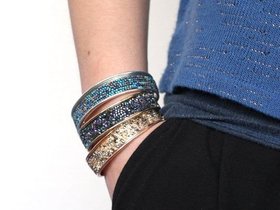 Open Metal Cuff Bracelet with Crystal Rocks, Wrist Statement Bangles, Boho Layering Jewelry for Women, Birthday Gift for Girlfriend