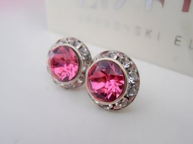 Rose Pink Halo Stud Earrings | Stainless Steel Studs | Valentines Women Gift