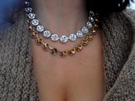 Double Strand Rivoli Layered Necklace with Colorado Topaz Crystals, Anna Wintour Tennis Choker, Crystal Wedding Jewelry, Bridal Accessories