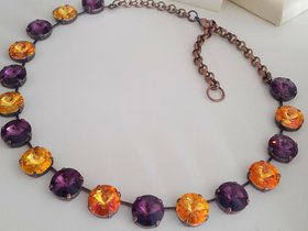 Amethyst Topaz Crystal Necklace, Rivoli Collet Necklace, Statement Cup Chain 14mm, Brandy Yellow Choker, Anna Wintour Jewelry