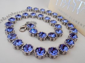 Tanzanite Crystal Necklace in Platinum, Art Deco Bridal Blue Choker, Wedding Statement Jewelry, Anniversary Gift for Wife