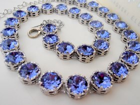 Tanzanite Art Deco Crystal Necklace, Blue Filigree Wedding Choker For Anniversary, Jewelry Gift For her