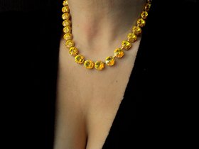 Citrine Rivoli Crystal Necklace Handmade, Anna Wintour Gold Collet, Yellow Tennis Choker, Women statement Jewelry