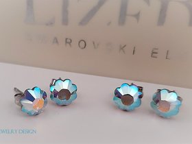 Aurora Borealis Girls Stud Earrings Daisy Flower Crystals / Stainless Steel Post / Minimalist Girl Jewelry / Birthday Gift