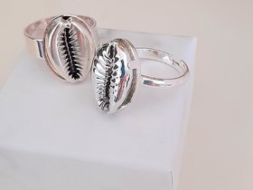 Silver Cowrie Shell Cuff Ring • Cauri Adjustable Statement Band • Women Bohemian Jewelry • Oval 13x18mm • Birthday Gift