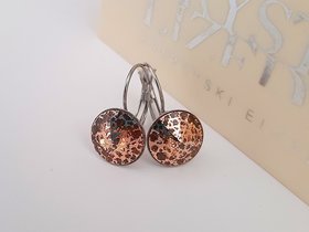 Light Colorado Topaz Rose Patina Earrings with Rivoli Crystals / Women Jewelry / Dangle Stainless Steel Round / Girl Birthday Gift