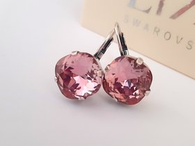 Antique Pink Cushion Cut Drop Earrings