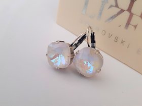 Light Grey Delite Drop Golf Earrings Cushion Cut Crystals Lever back Dangle Earrings in Antique Silver Women Fancy Jewelry for Birthday Gift