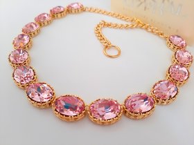 Art Deco Edwardian Rose Riviere Choker Necklace with Oval Crystals, Anna Wintour Collet, Statement Jewelry Gift