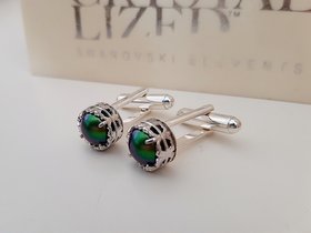 Scarabaeus Green Pearl Shirt Cufflinks for Groom, Art Deco Wedding Day Jewelry, Men Bridal Suit and Tie Groom Cuffs