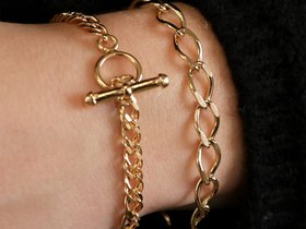 Personalized Gift 16K Real Gold Plated Initial Chain Bracelet / 3Micron Letter Charm/ Women Layering Jewelry / Valentine's Day