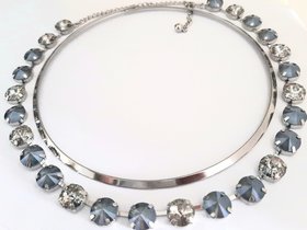 Grey Rivoli Tennis Necklace in Platinum | Christmas Day Gifts