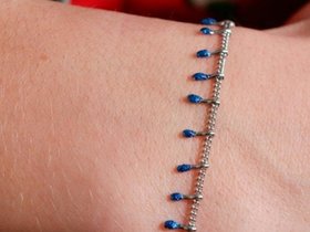 Blue Glittery Chain Drops Minimalist Bracelet • Stainless steel blue epoxy Resin • Bar Bracelet • Girl Birthday Gift