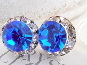 Sapphire Halo Stud Earrings | Bridesmaid Gift Ideas