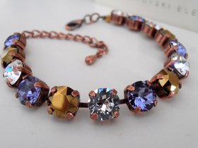 Multi-colors Crystal Copper Bracelet 8mm / Women Jewelry / Chatons Tennis Cup chain / Bohemian Jewelry / Birthday Gift For Her