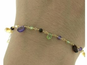 Multi color Gemstones Sterling silver Gold Beaded Bracelet, Everyday Minimalist Jewelry, Girls Birthday Gift