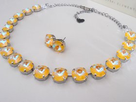 Sunshine Yellow Delite Crystal Necklace / Anna Wintour Rivoli Choker / Tennis Cup chain / Statement Jewelry / Birthday Gift