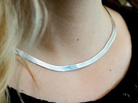 Sterling Silver 925 Snake Thick Chain, Minimalist Woman Jewelry, Mirror Flat Dainty Chain, Wife Anniversary Gift