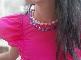 Crystal Tennis Choker Necklace in Lilac, Silver Jewelry for Women, Statement Collet Birthday Gift for Sister, Rivoli Purple Necklaces