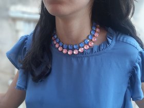 Summer Blue Rivoli Crystal Necklace, Anna Wintour Choker, Platinum Jewelry, Crystal Collet  Fashion Jewelry, Girls Birthday Gift