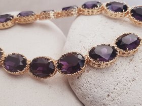 Amethyst Oval Crystal Riviere Necklace in Gold Anna wintour Georgian Jewellery