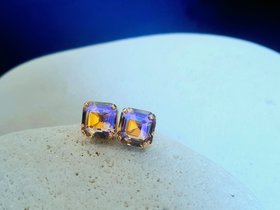 Smoked Topaz Shimmer Asscher Cut Studs