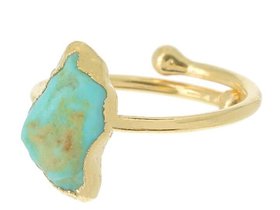 Green Turquoise Raw Stone Druzy Adjustable Ring, Dainty Rings, 925 Sterling Silver Gemstone Gold Jewelry, Birthday Gift Ideas