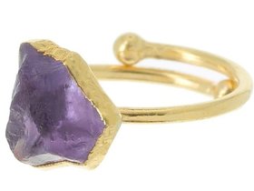 Raw Amethyst Gemstone Druzy Ring, Dainty adjustable Rings, 925 Sterling Silver Gold Jewelry, Women Birthday Gift