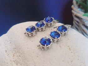 Blue Sapphire Art Deco Crystal Earrings