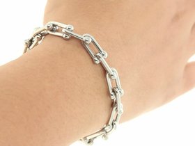 Chunky Horseshoe Stainless Steel Chain Bracelet - U Shape, Thick Link Novelty Chain - Silver Jewelry - Unique Gift for Wife