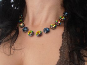 Medium Vitrail Rivoli Chunky Necklace 14mm / Tennis Cupchain / Crystal Rivoli Choker / Statement Collet / Bronze / Gift for her