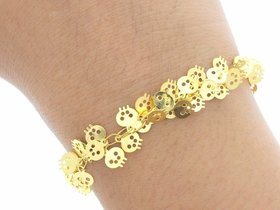 Metal Skull Charm Chain Bracelet, Gold Everyday Jewelry, Statement Cuff for Wrist, Women Gifts