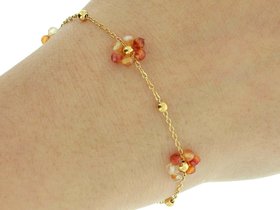 Carnelian Gemstone Chain Bracelet in Gold Dainty Jewelry for Everyday Beaded Bracelets for Gift - Stainless Steel - Faceted Stone Beads