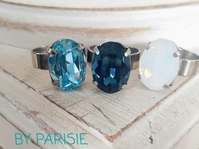 Aquamarine Crystal Silver Cuff Ring | Jewelry for Women