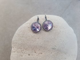 Provence Lavender Rivoli Dangle Earrings in Antique Silver | Crystal Jewelry