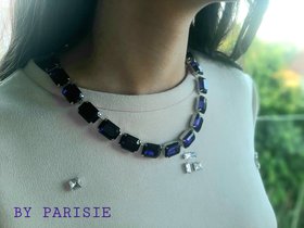 Amethyst Octagon Tennis Necklace in Platinum | Anna Wintour Bib Choker