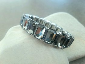 Black Diamond Stretch Bracelet Emerald Cut