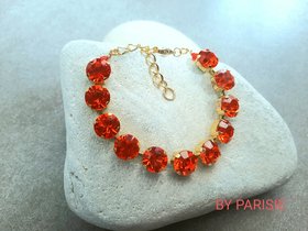 Hyacinth Orange Tennis Bracelet in Gold | Crystal Jewellery for Women