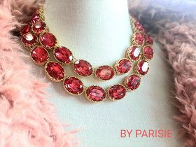 Pink Crystal Chunky Riviere Necklace | Anna Wintour Jewelry