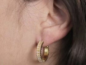 Gold Hoop Earrings with Zircons