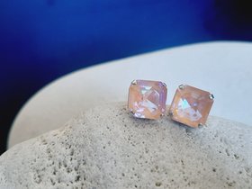 Peach Asscher Cut Stud Earrings