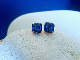 Blue Montana Asscher Cut Stud Earrings